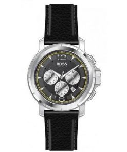 Montre Homme Boss - Quartz Analogique - Cadran Gris - Chronographe - Bracelet Caoutchouc Noir 1512455
